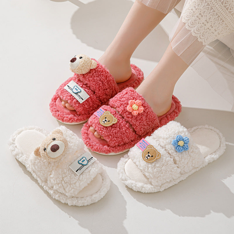 Parallel Bars Cartoon Opening Cotton Slippers Home